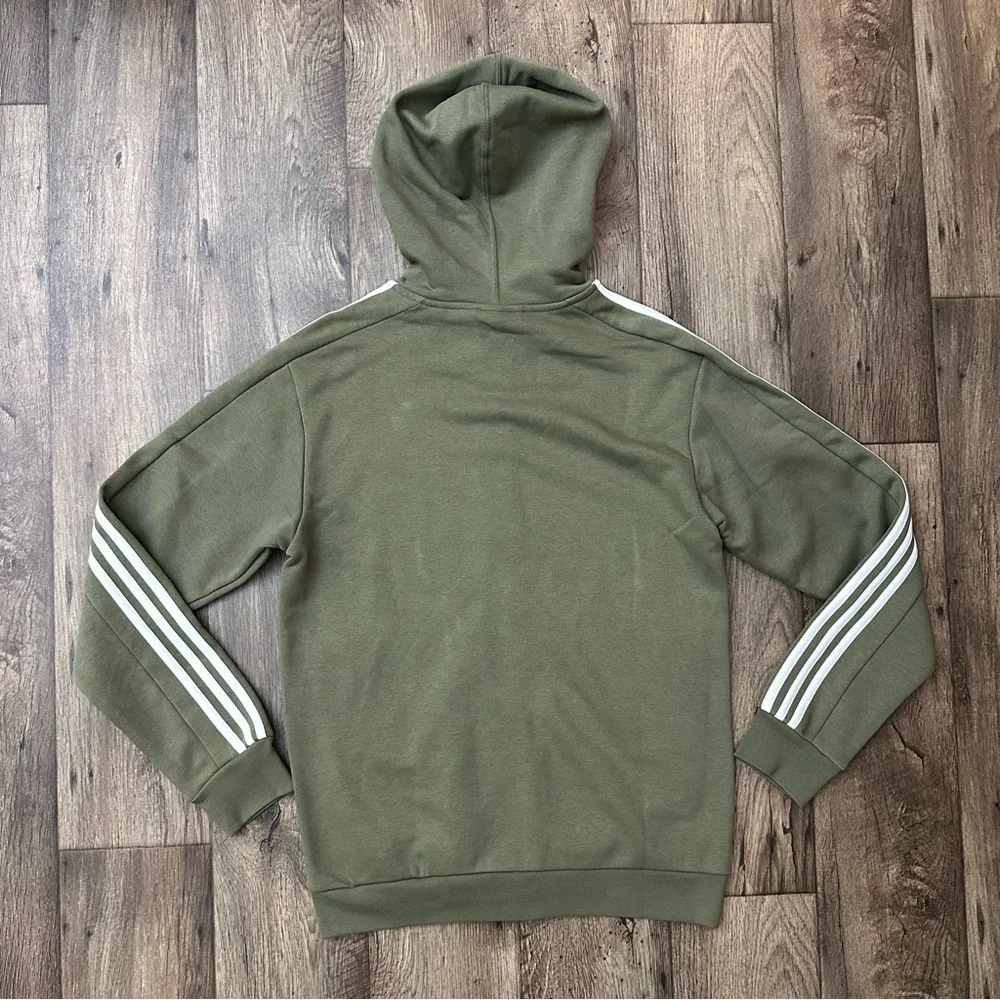 Adidas 3 Stripes Zipper Hoodie Hooded Sweatshirt Work Out Men’s Sz S Olive Green